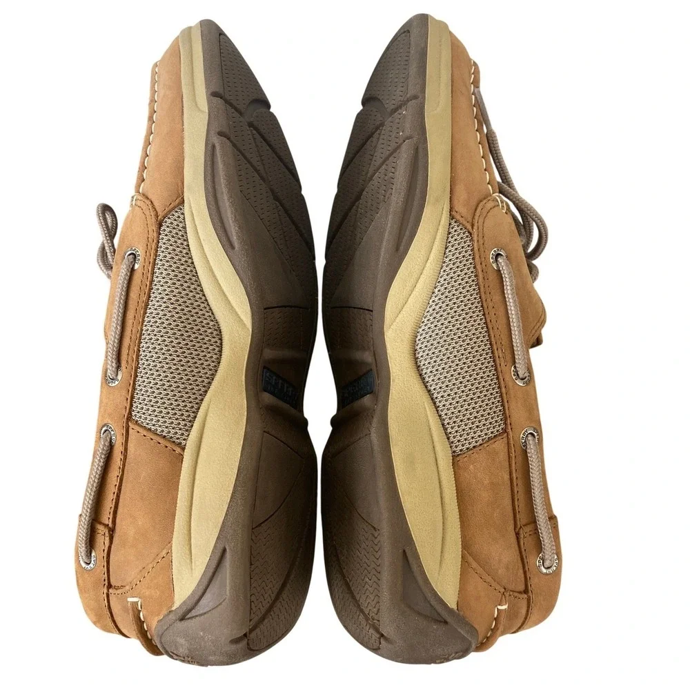 Sperry Intrepid Top Sider Boat Shoes Men 10 Tan Leather Comfort Slip on Shoes‎